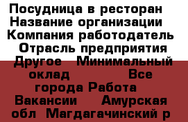 Посудница в ресторан › Название организации ­ Компания-работодатель › Отрасль предприятия ­ Другое › Минимальный оклад ­ 15 000 - Все города Работа » Вакансии   . Амурская обл.,Магдагачинский р-н